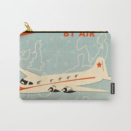 1950s style "by air" travel poster print. Carry-All Pouch