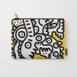 Black and White Cool Monsters Graffiti on Yellow Background Carry-All Pouch