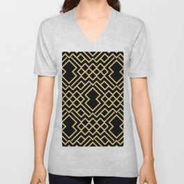 Black and Yellow Modern Geometric Pattern Pairs DE 2022 Popular Color Gatsby Glitter DET496 V Neck T Shirt