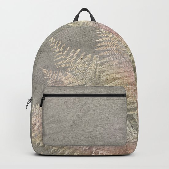 Fossil Rose Gold Fern on Brushed Stone Backpack
