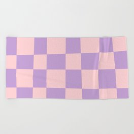 Abstract Checker Pattern 226 Pink and Lavender Beach Towel