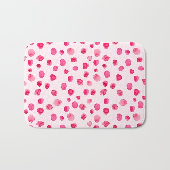 Think pink || Watercolor brushstrokes pattern Bath Mat