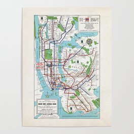 New York City Transit Map Poster
