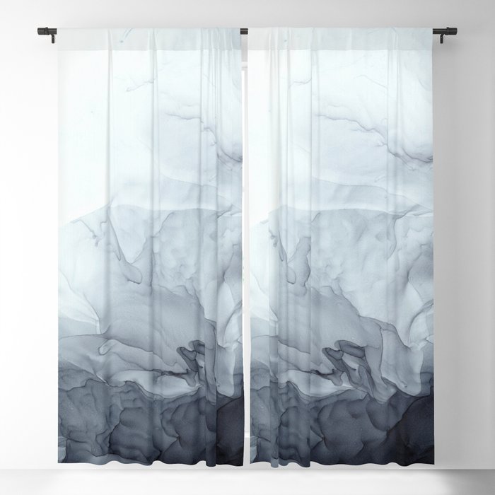 Gray Black Gradient Flowing Abstract Painting Blackout Curtain