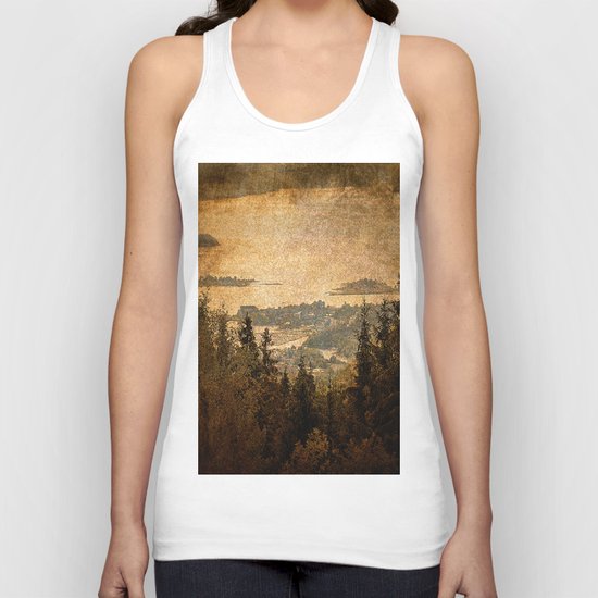 vintage forest landscape Unisex Tank Top
