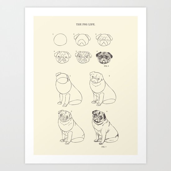 How to Draw The Pug Life Art Print