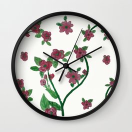 Colourful pink flower and leaves pattern in white-warm welcome Wall Clock