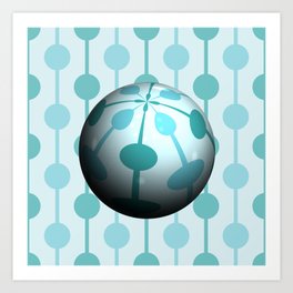 3D Droplets Pattern Sphere - Pale Blue Pastel Green Art Print