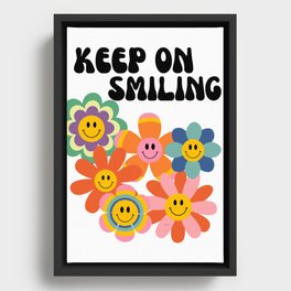 Keep On Smiling Groovy Retro Framed Canvas