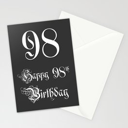 [ Thumbnail: Happy 98th Birthday - Fancy, Ornate, Intricate Look Stationery Cards ]