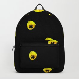 YELLOW  PANSY FLOWERS SPRINKLED ON MIDNIGHT BLACK Backpack