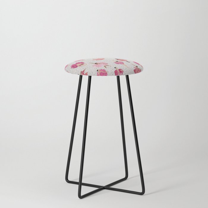 Dance of the Peony Flowers  - with White background Counter Stool