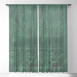 Modern Cotemporary Emerald Green Abstract Sheer Curtain