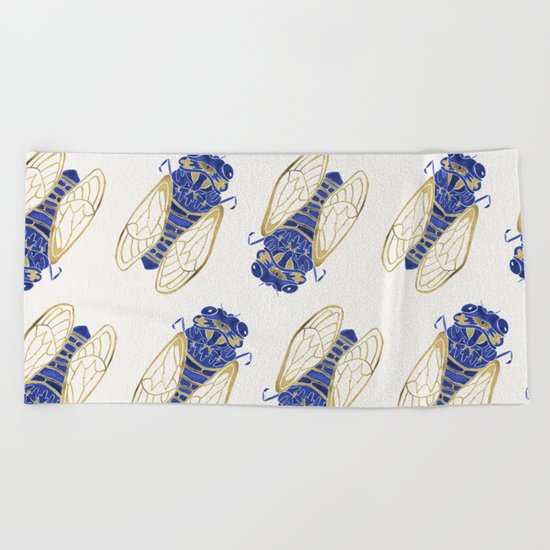Cicada – Navy & Gold Beach Towel