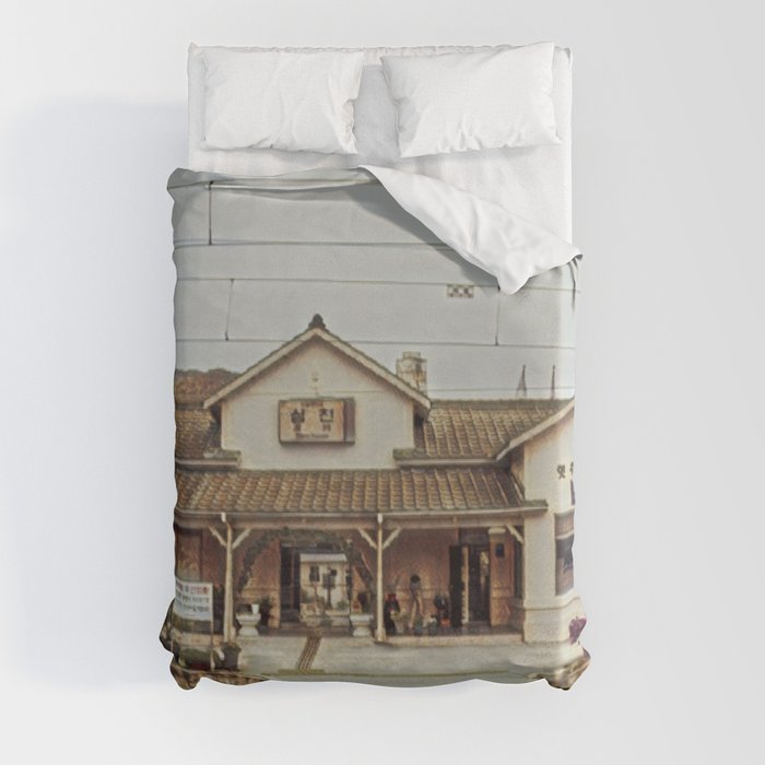 Small country train station Duvet Cover