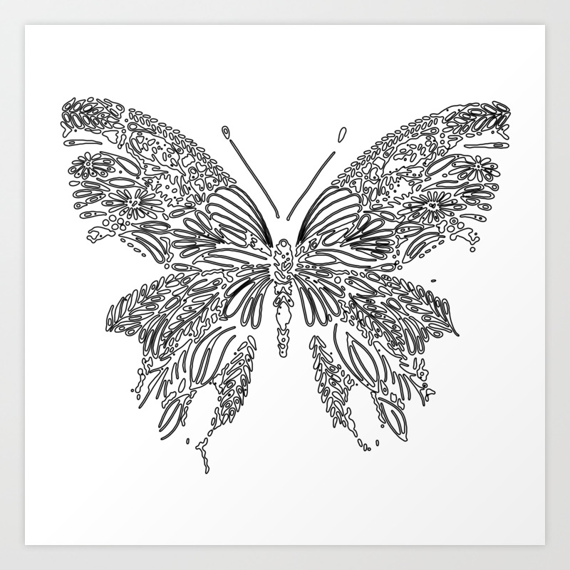 Black And White Butterfly Art Print By Jeffkaguri Society6