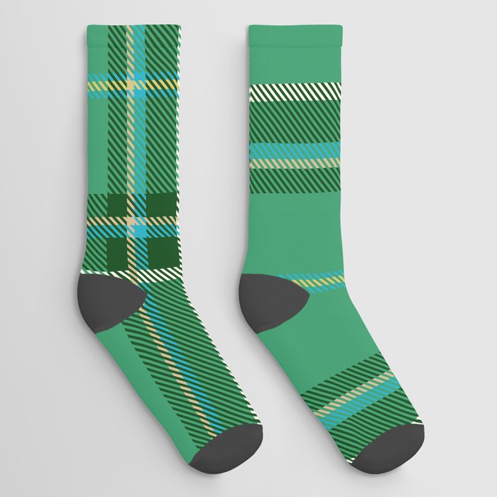 Green Square Pattern Socks