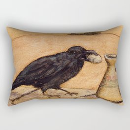 Crow and Pitcher from Aesop's Fables - Necessity is the mother of invention Rectangular Pillow