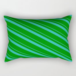 [ Thumbnail: Light Sea Green and Green Colored Stripes/Lines Pattern Rectangular Pillow ]