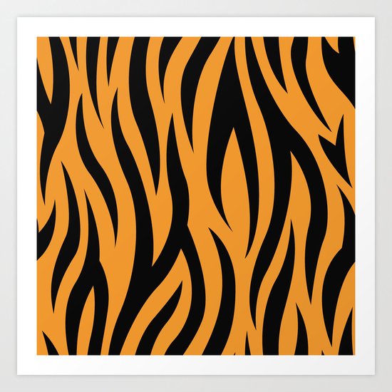 Tiger Stripes Pattern - Orange, Black Art Print