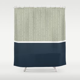 Linen Sage & Navy Shower Curtain