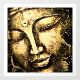 Gold Buddha Face Art Print