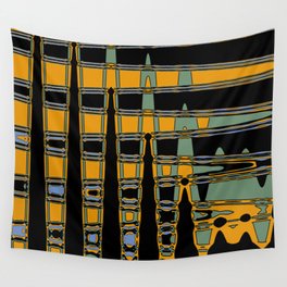 Waves of Orange and Black Wall Tapestry