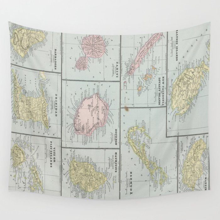 Vintage Map of Various Tropical Islands (1901) Wall Tapestry by BravuraMedia  Society6