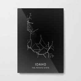 Idaho State Road Map Metal Print | Gemstate, Maps, Idahofalls, Potatostate, Road, Map, Cartography, Interstate, Graphicdesign, Idaho 