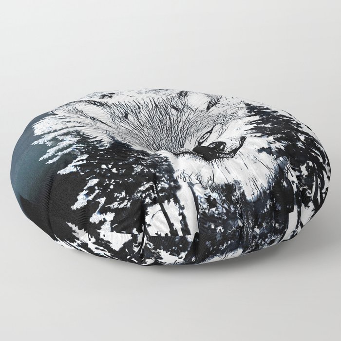 Forest Wolf Art Floor Pillow