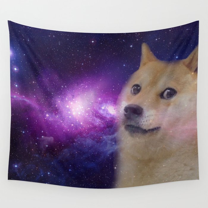 Doge Dog Meme Space Wall Tapestry
