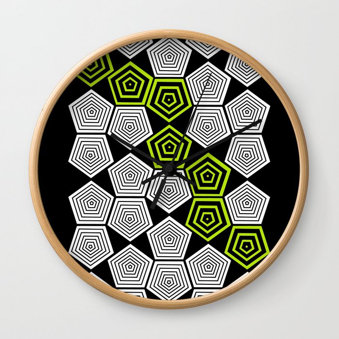 Colour Pop Pentagons - Lime Green Wall Clock