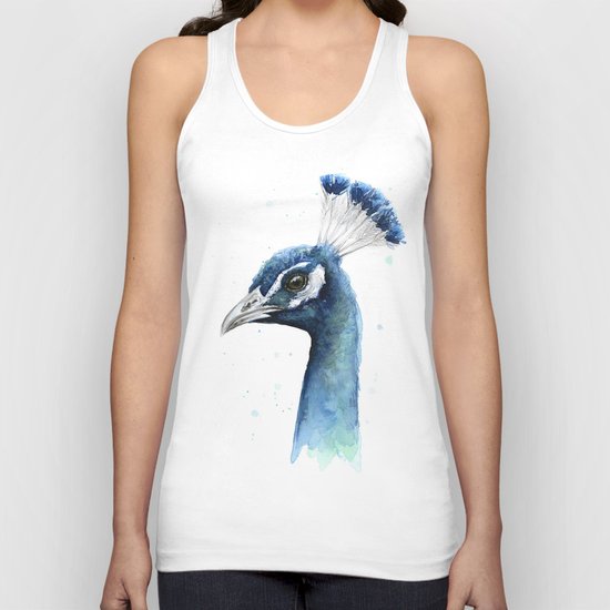 Peacock Watercolor Exotic Bird Animals Unisex Tank Top