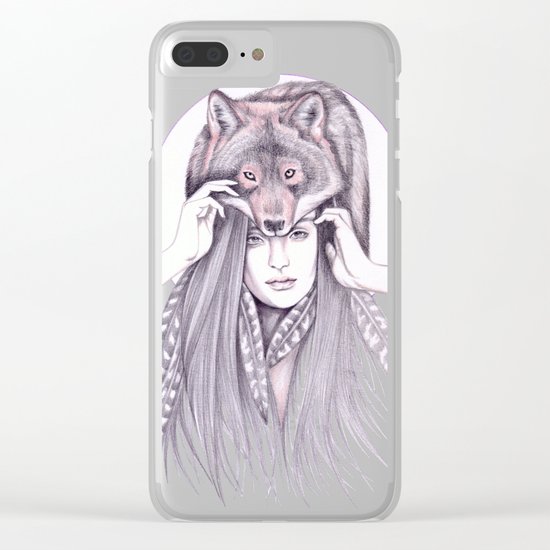 Red Wolf Clear iPhone Case