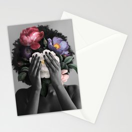 African American Women With Flowers Stationery Card