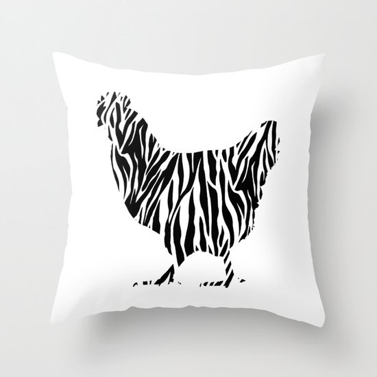 Chicken with zebra pattern Throw Pillow