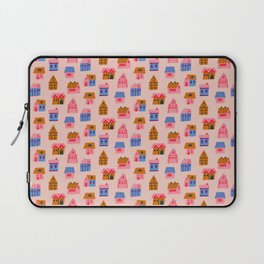 houses/ house pattern/ village/tiny houses/ pink and blue/ house illustration/ cute pattern Laptop Sleeve