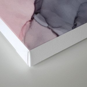 Blush, Payne's Gray and Gold Metallic Abstract Canvas Print