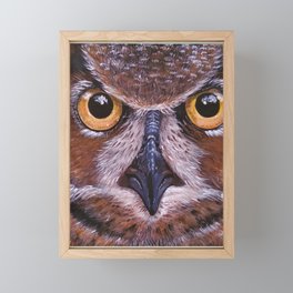 Great Horned Owl Face Bird Animal Print Framed Mini Art Print