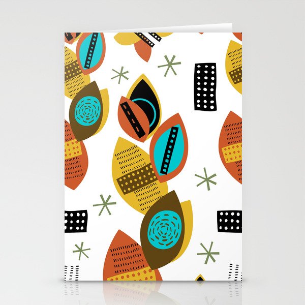 Retro leaves with mid-century color vibes Stationery Cards