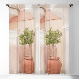 Pink Pastels in Positano, Italy | Green Plant Botanical Art Print | Boho Architecture Travel Photography Blackout Curtain