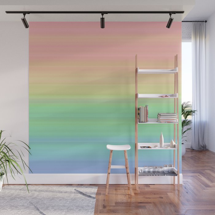 Abstract Pastel Rainbow II Colored gradient stripes Wall Mural