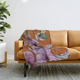 Poppy Pods Print on Sienna Throw Blanket