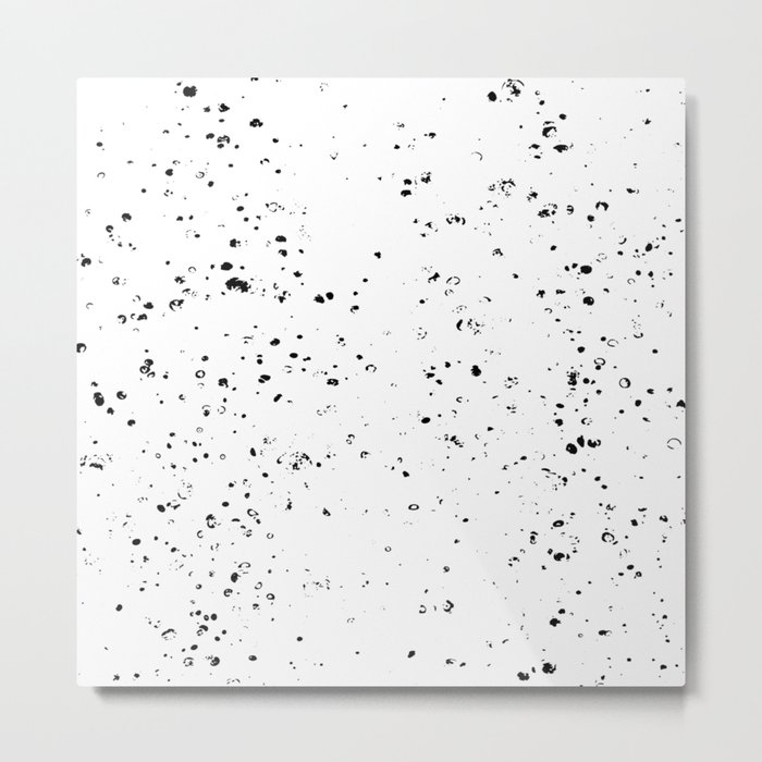 Black and White Spilled Ink Splatter Splashes Speckles Metal Print