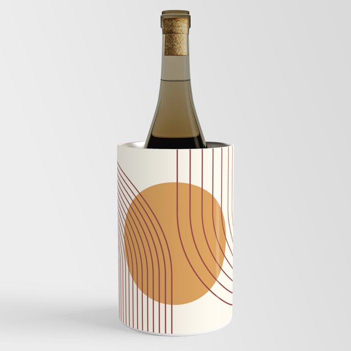 Geometric Lines in Sun Rainbow Abstract 10 in Gold Beige Terracotta Wine Chiller