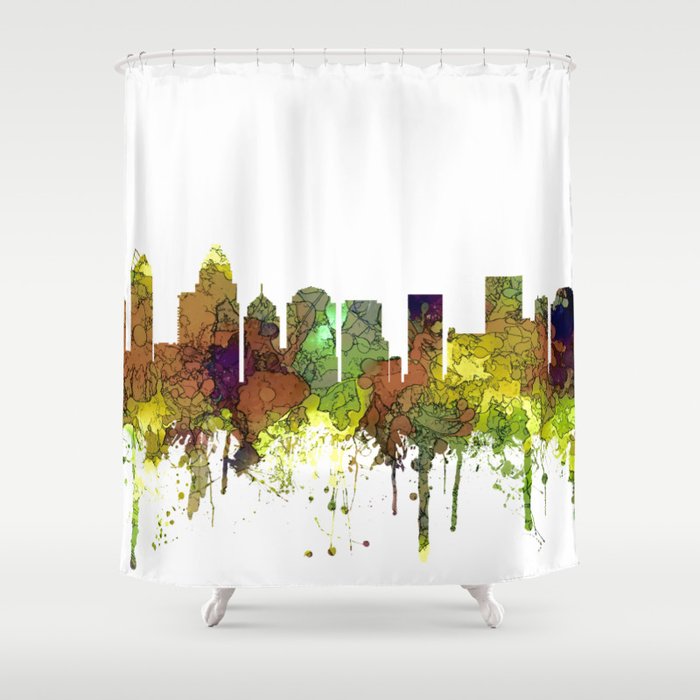 Charlotte Nc Skyline Sg Safari Buff Shower Curtain By