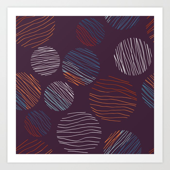 Line Circles | Dark Plum | Pattern Art Print