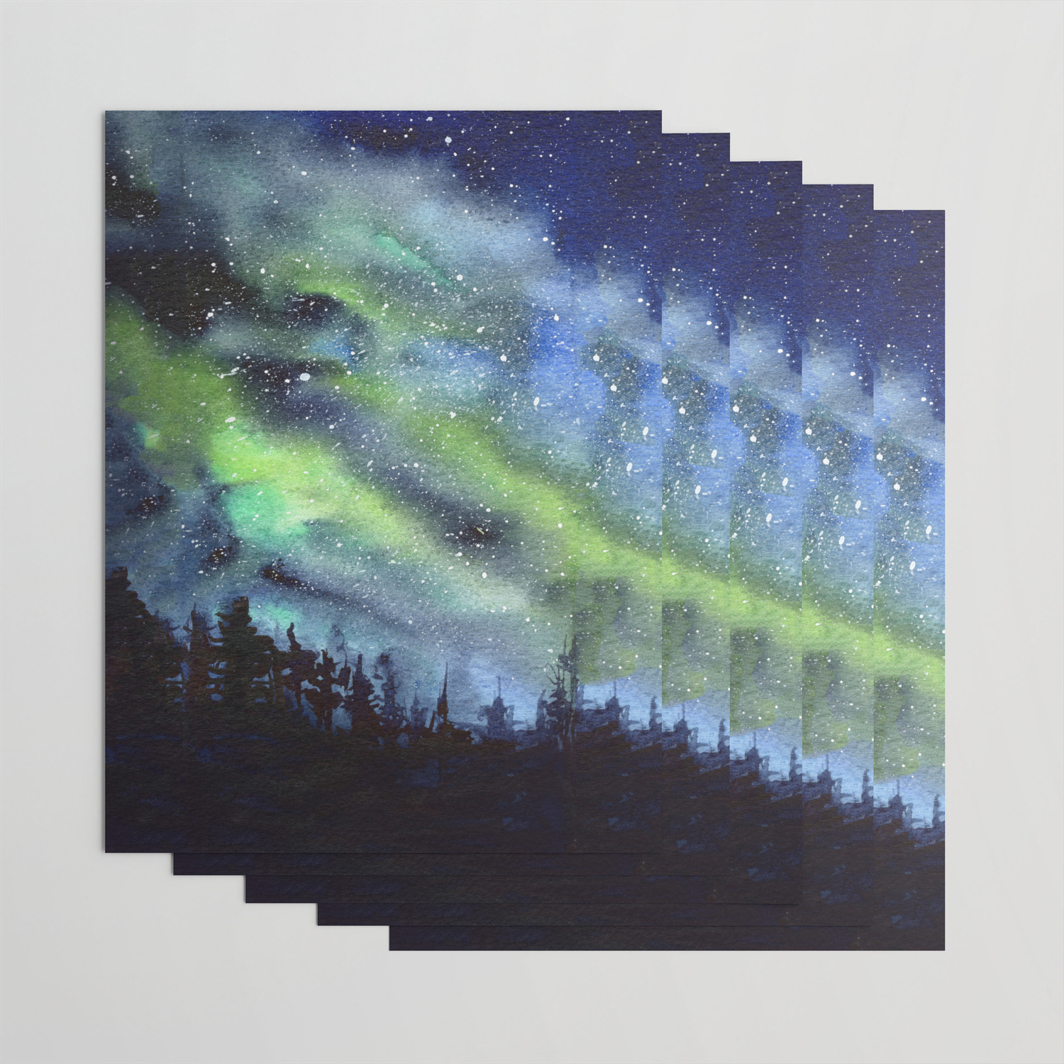 Galaxy Nebula Watercolor Northern Lights Aurora Borealis Wrapping