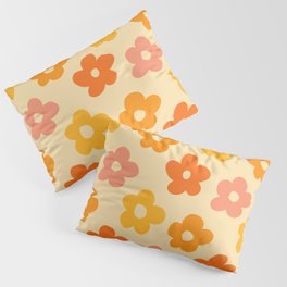 Retro 60s 70s Flowers Pattern Orange #pattern #vintage  Pillow Sham