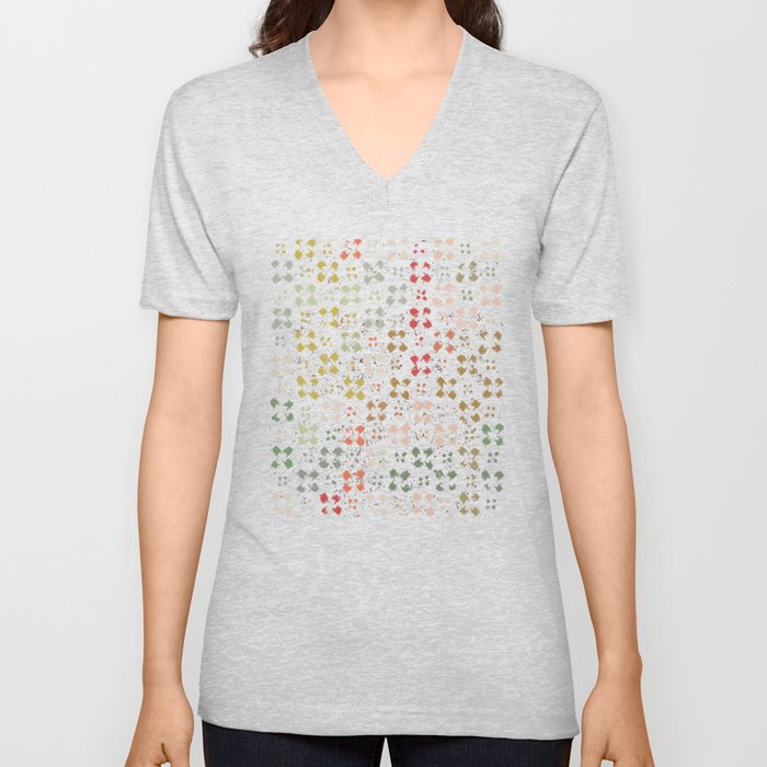 Neutral-toned brushstrokes cross V Neck T Shirt